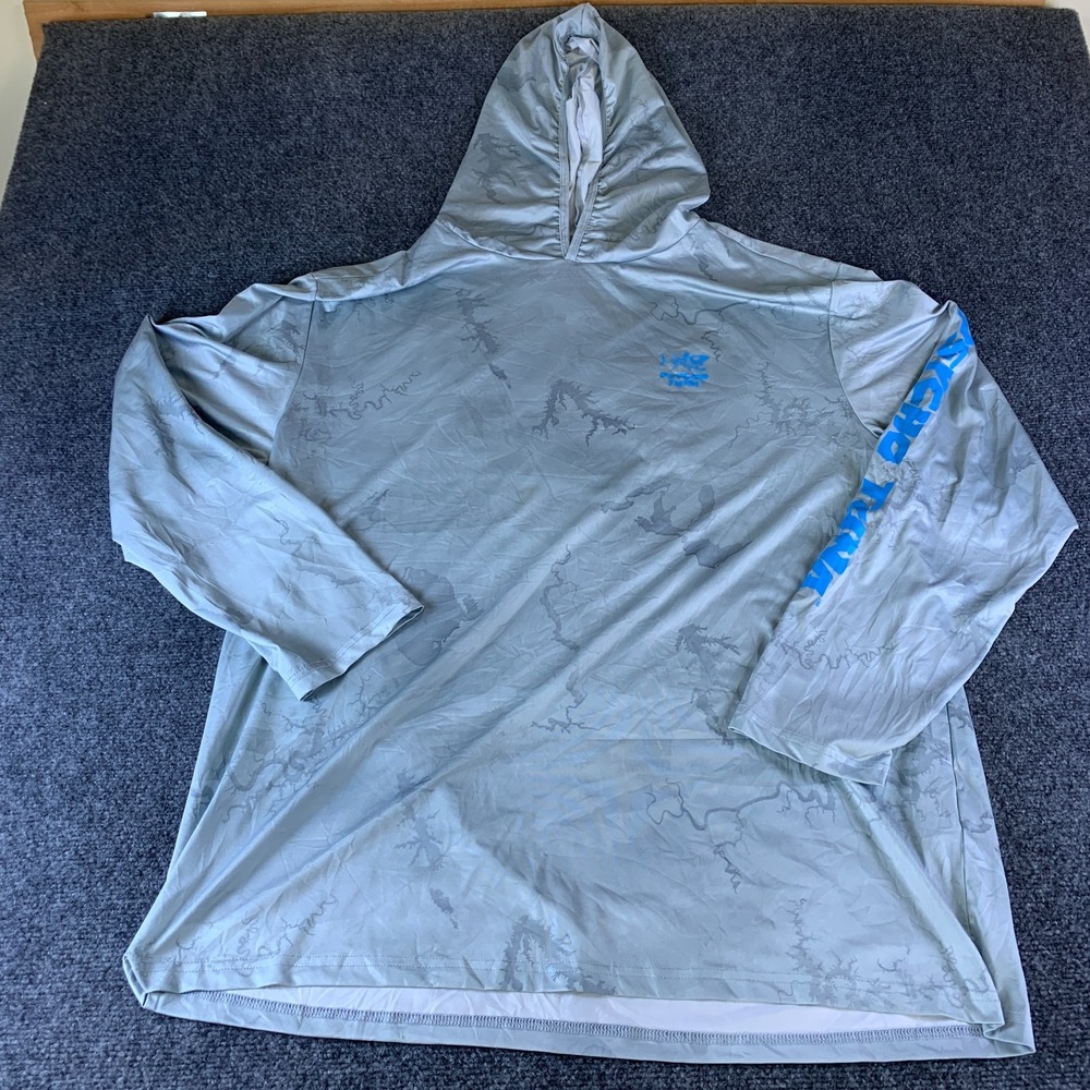 Psycho Tuna El Capitan UV Protection Tactical Hoodie Mens 2XL Gray Camo Stretch